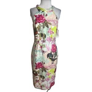 NWT Siri San Francisco postcard bird floral print dress Sz 4 bea